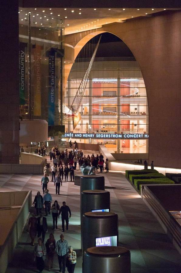 Segerstrom Center for the Arts in Costa Mesa at night, the anchor of the City of the Arts