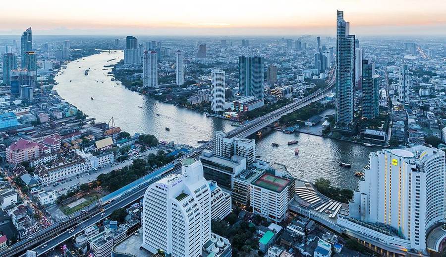 The Chao Phraya River flowing through Bangkok in a file photo — the river and canal network is central to the city's flood drainage