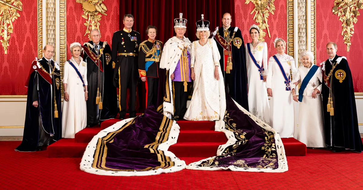 King Charles III and Queen Camilla with members of the working Royal Family after the Coronation