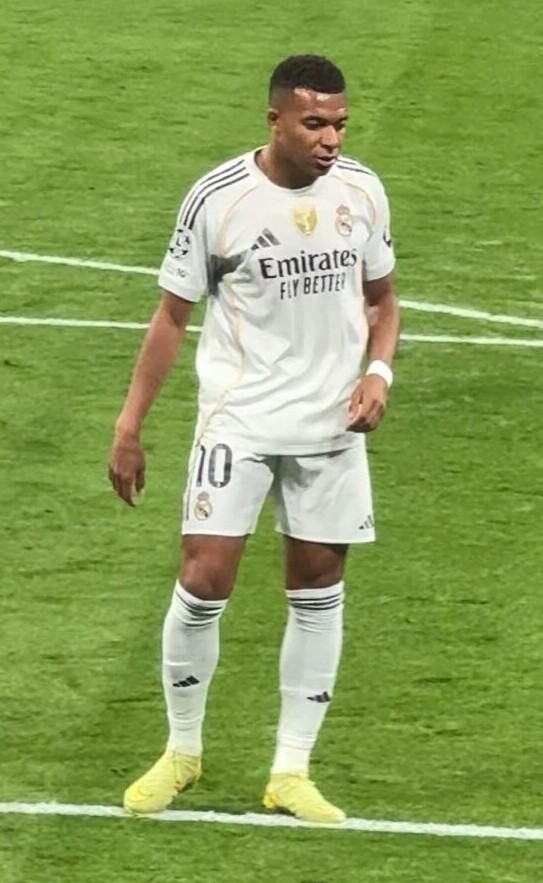 Kylian Mbappe, whose brace decided El Clasico, pictured in Real Madrid white against Juventus in October 2025