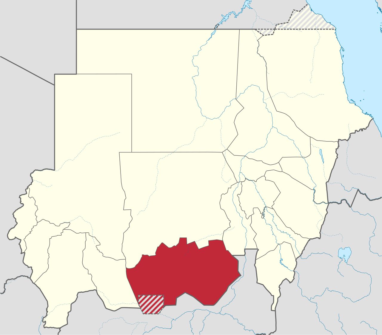 Map locating South Kordofan within Sudan