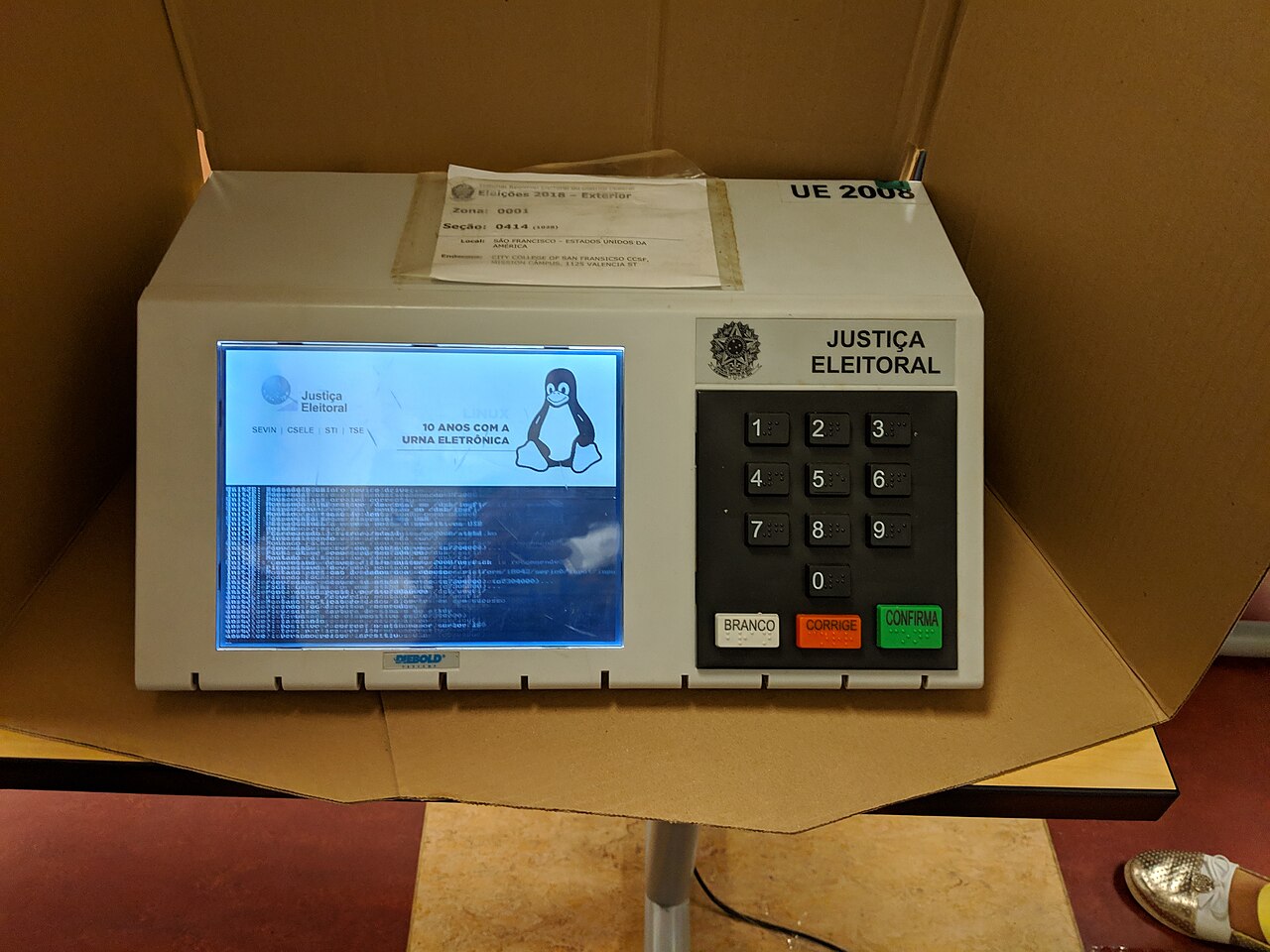 Brazilian electronic ballot machine used for the Brazil vote count 2026