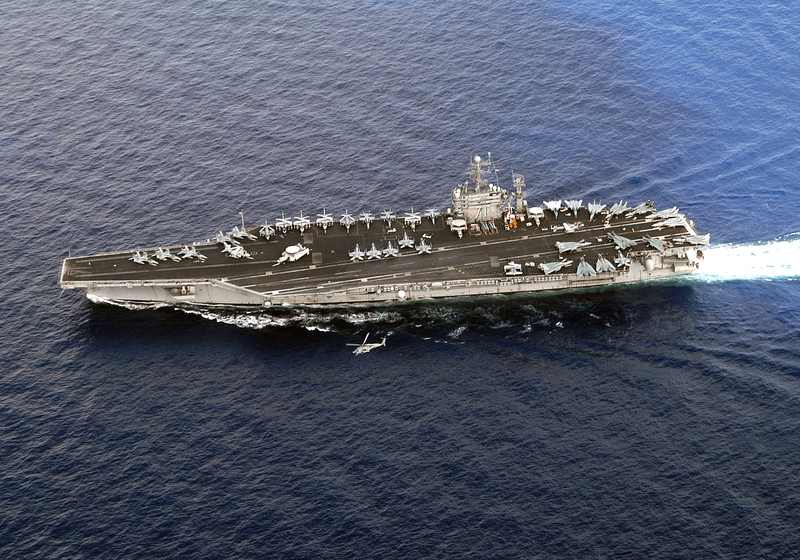 USS Theodore Roosevelt at sea as the US military prepares Iran strikes