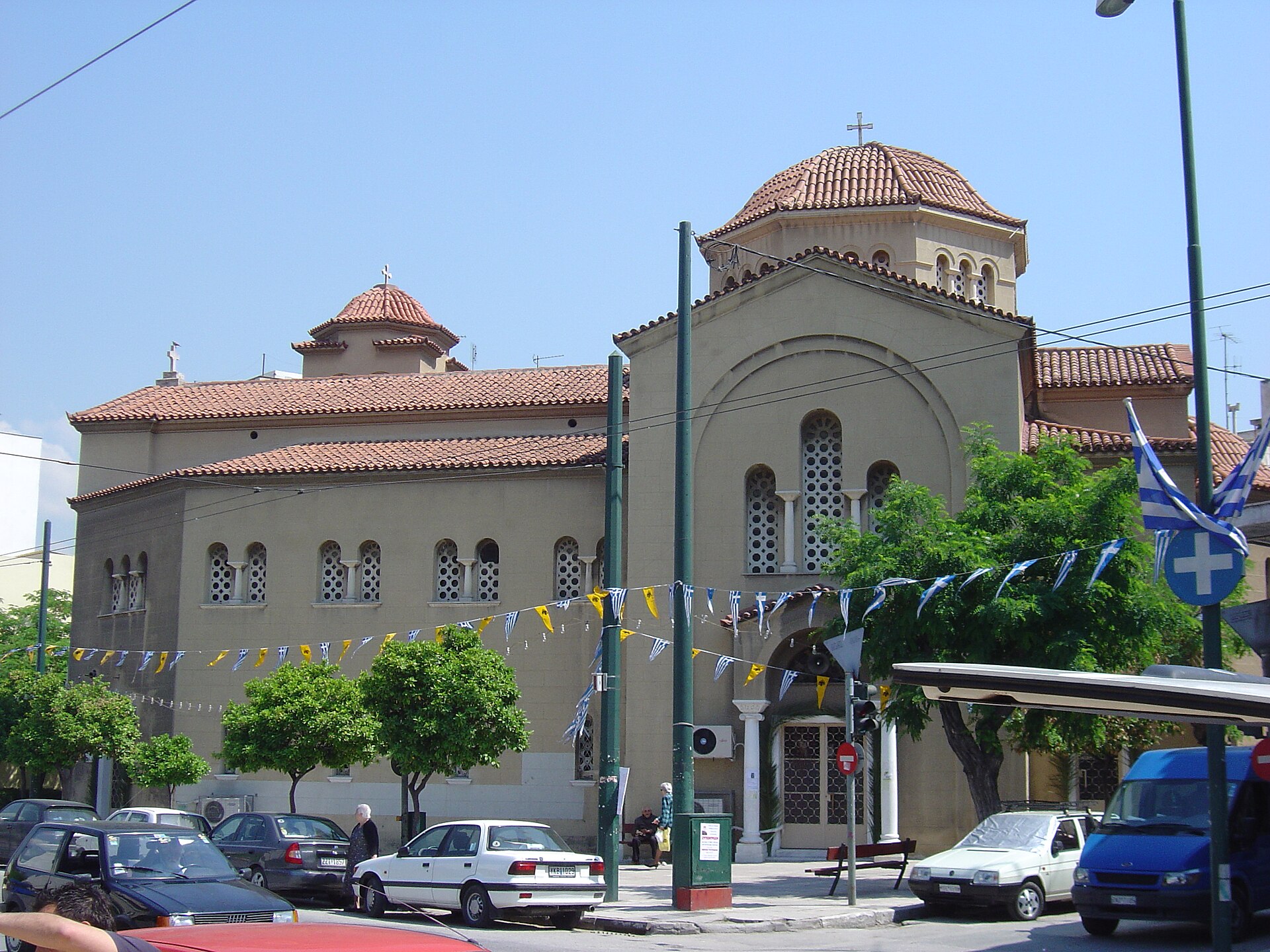 Athens explosion four injured — the Church of Agios Konstantinos in Kolonos, the central Athens neighbourhood where a backpack detonated on October 21