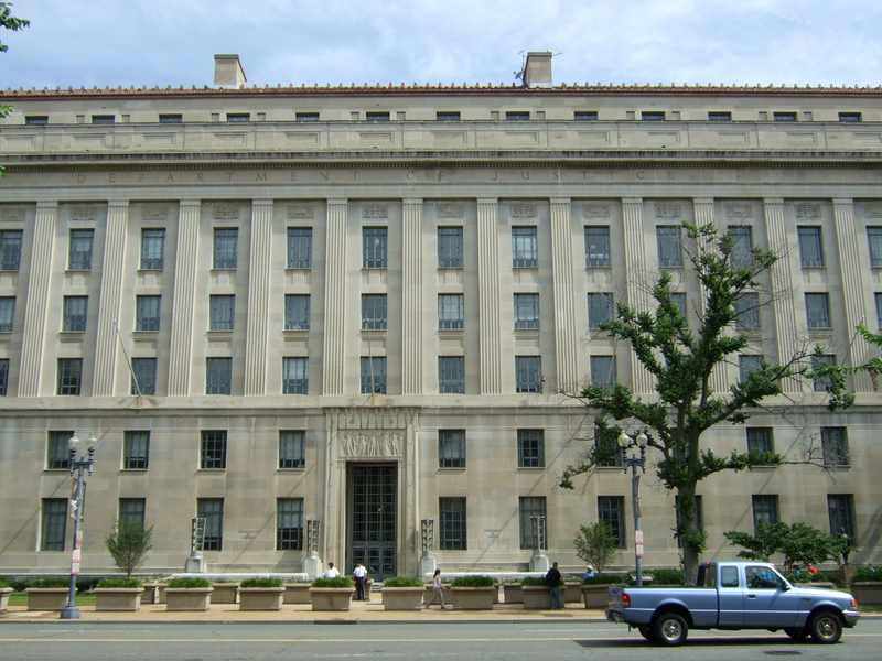 U.S. Department of Justice building as Todd Blanche considers the Georgia election board DOJ request