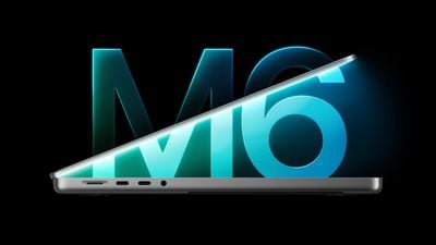 Apple 14-inch MacBook Pro with M6 chip, half-open against an M6 graphic