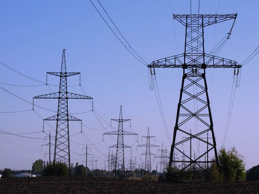 High-voltage 330-kilovolt power pylons in Ukraine at risk from a shaped-charge drone warhead designed to cut transmission towers