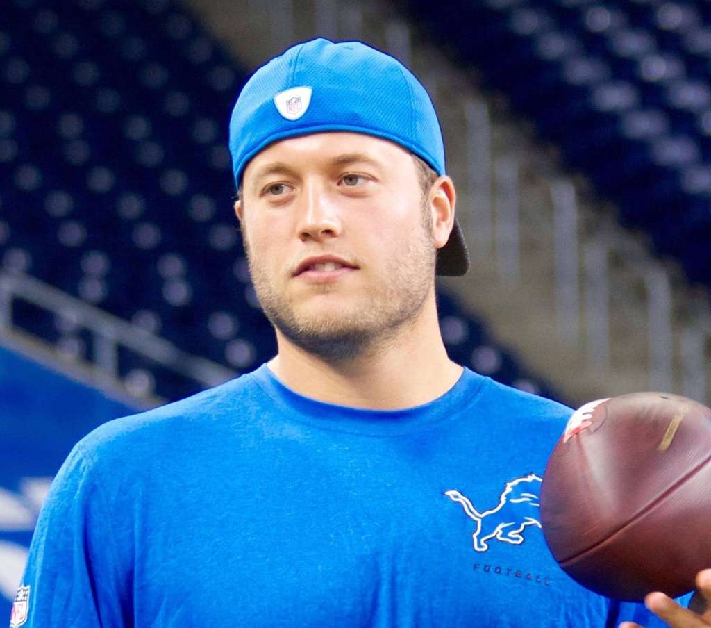 Matthew Stafford in action — the veteran quarterback broke Brett Favre's record for the most pick-sixes in NFL history on Sunday night