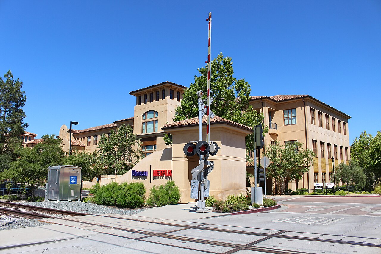 Netflix headquarters building at 100 Winchester Circle in Los Gatos, home to the company since its move from Sunnyvale