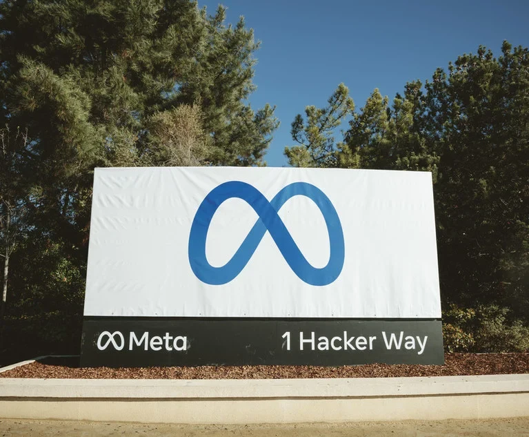 The Meta sign at 1 Hacker Way, the company's headquarters in Menlo Park, California — Meta apologized for the No Kings Instagram suspension on Sunday