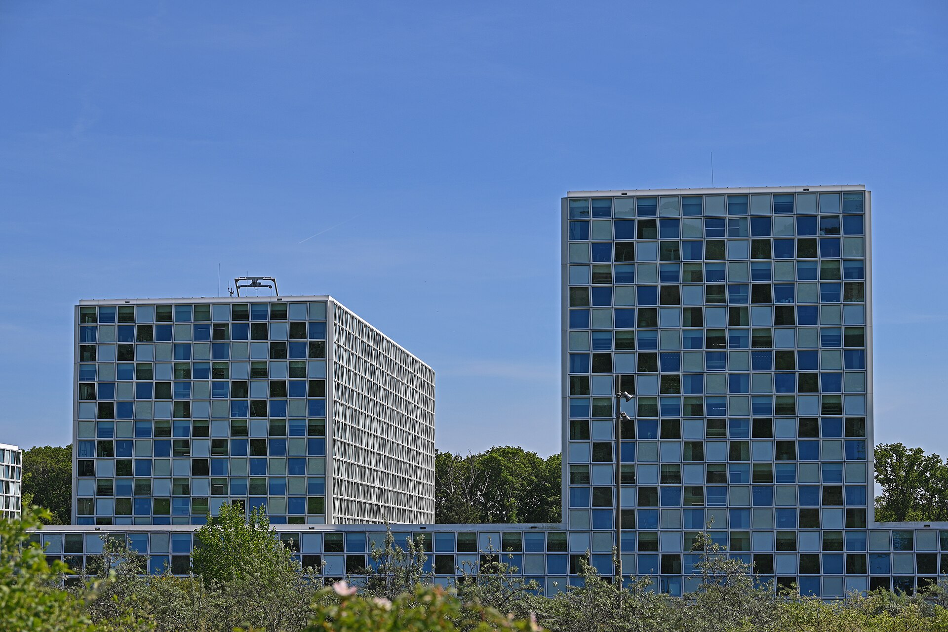 International Criminal Court headquarters towers in The Hague — ICC Sakharov Prize 2026