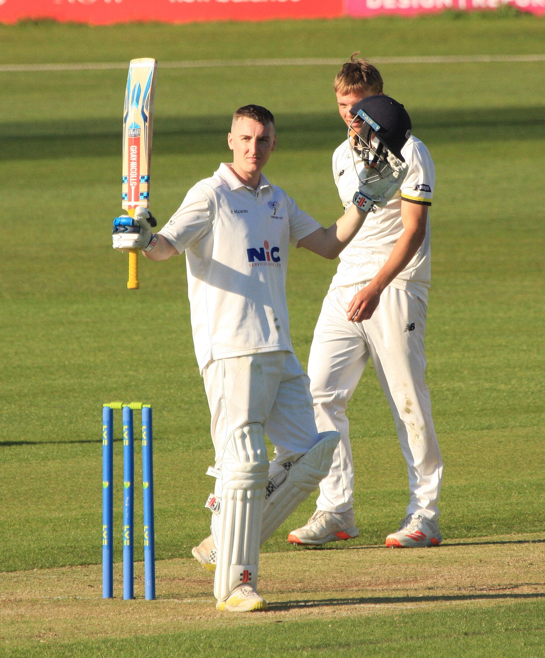 Harry Brook fastest ODI double century — Brook raises his bat to acknowledge a century for Yorkshire, a file photo of the England captain