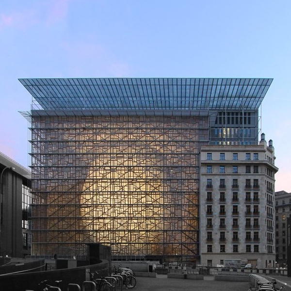 The Europa building in Brussels, seat of the Council of the European Union, where EU envoys agreed to renew Russia sanctions for three years