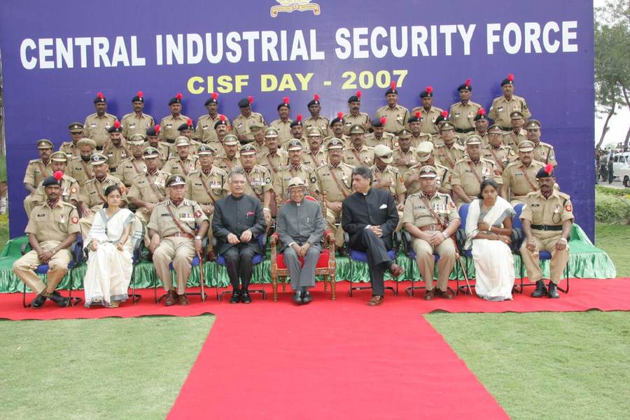 Central Industrial Security Force personnel in formation; the Kathua CISF camp firing killed four personnel at the Sewa-II project
