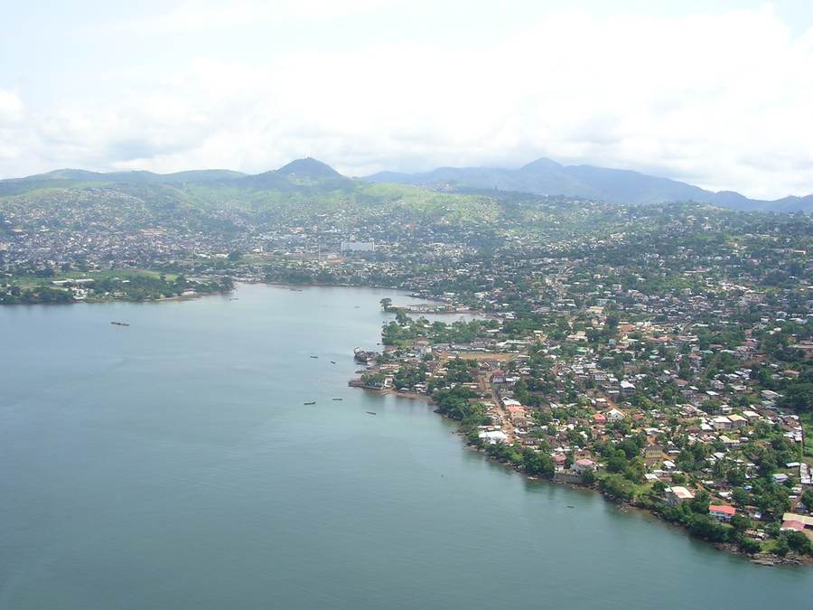 Aerial view of Freetown, the capital of Sierra Leone, where convicted Dutch cocaine kingpin Jos Leijdekkers has lived under protection since at least 2023