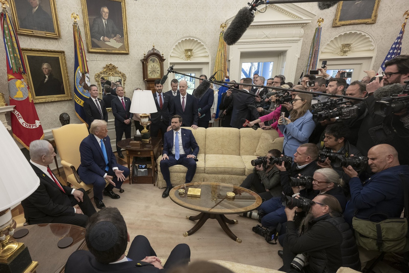Donald Trump and Benjamin Netanyahu in the Oval Office, as Trump endorses Netanyahu again before Israel's election