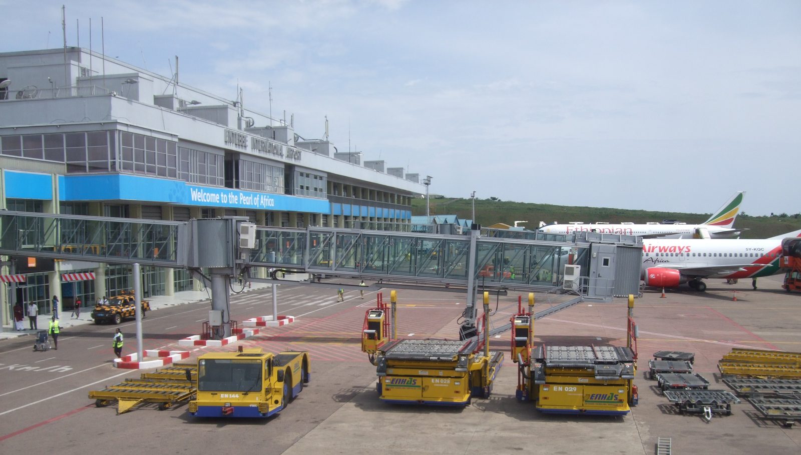 Entebbe International Airport terminal and apron in Uganda, where Ebola screening has been intensified under the Uganda Ebola quarantine 21 days rules
