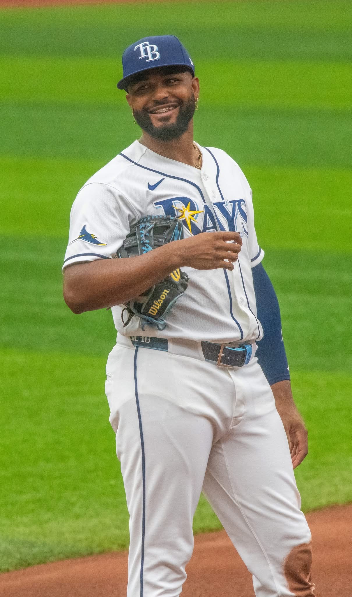 Tampa Bay Rays third baseman Junior Caminero on the field — file photo