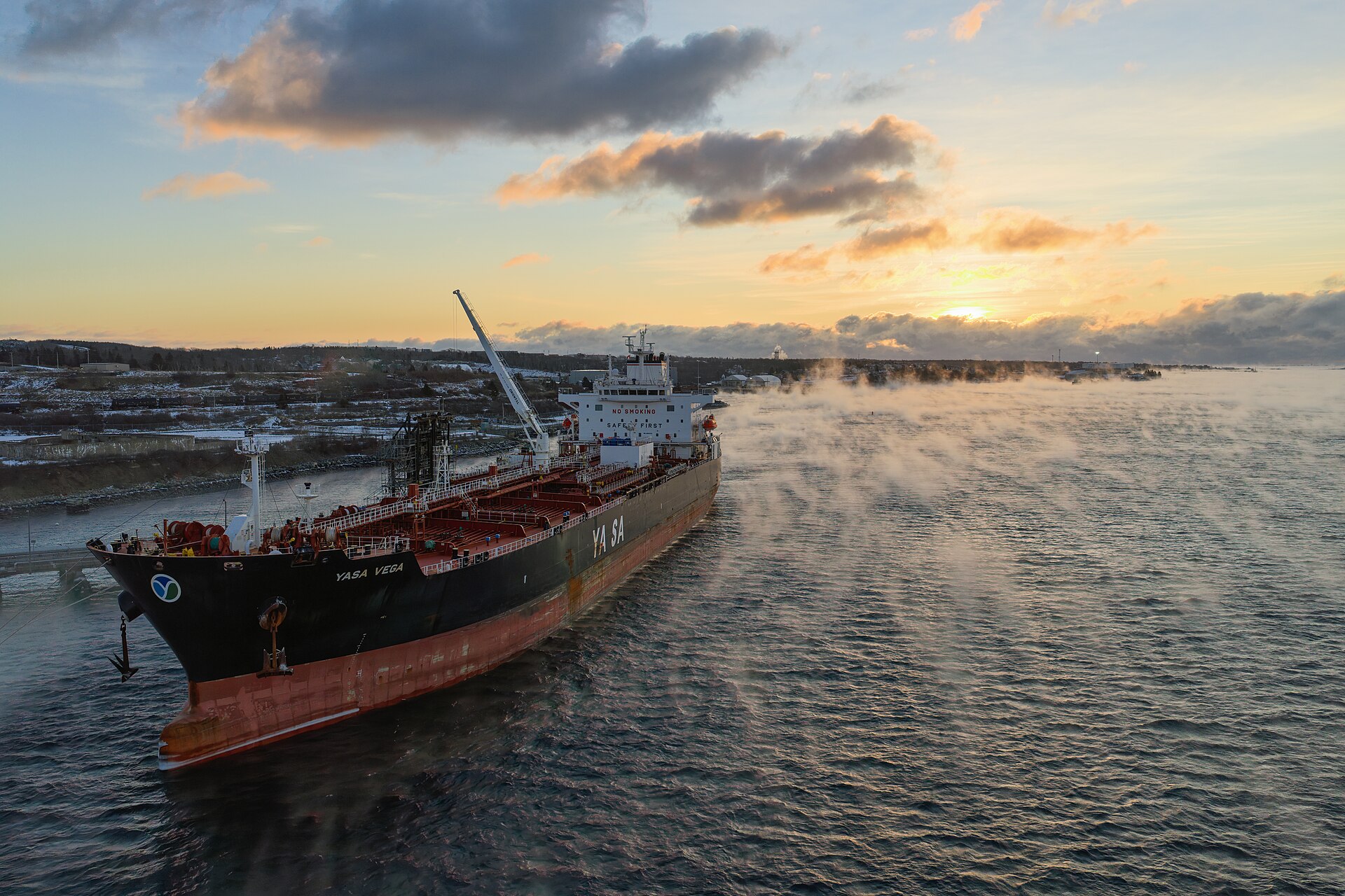The product tanker Yasa Vega delivering refined petroleum products at a terminal — a file photograph of the kind of vessel that moves jet fuel between ports
