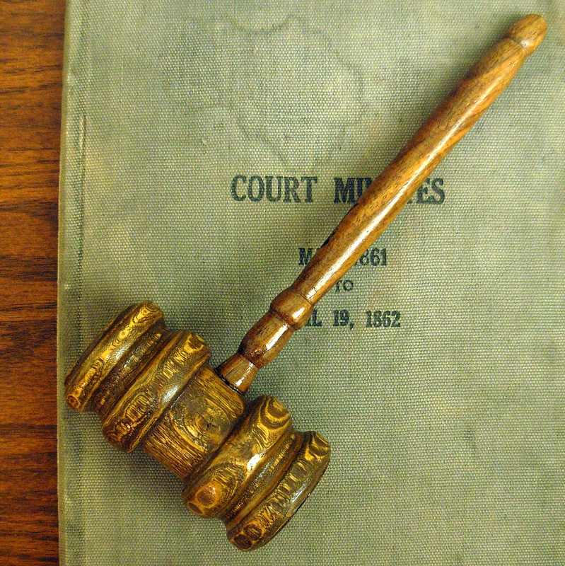 Court gavel representing the Pasadena bail hearing and criminal prosecution of the Arcadia couple