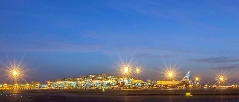 King Khalid International Airport in Riyadh, hit by a Houthi missile wave on October 8, 2026