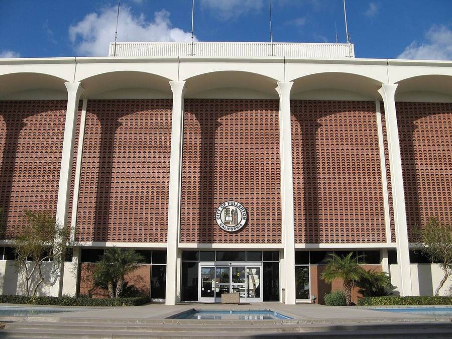 Fullerton city hall, in the downtown core of the north Orange County city