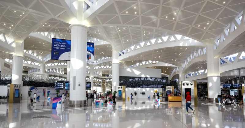 King Khalid International Airport terminal in Riyadh amid the Saudi Arabia airspace warning