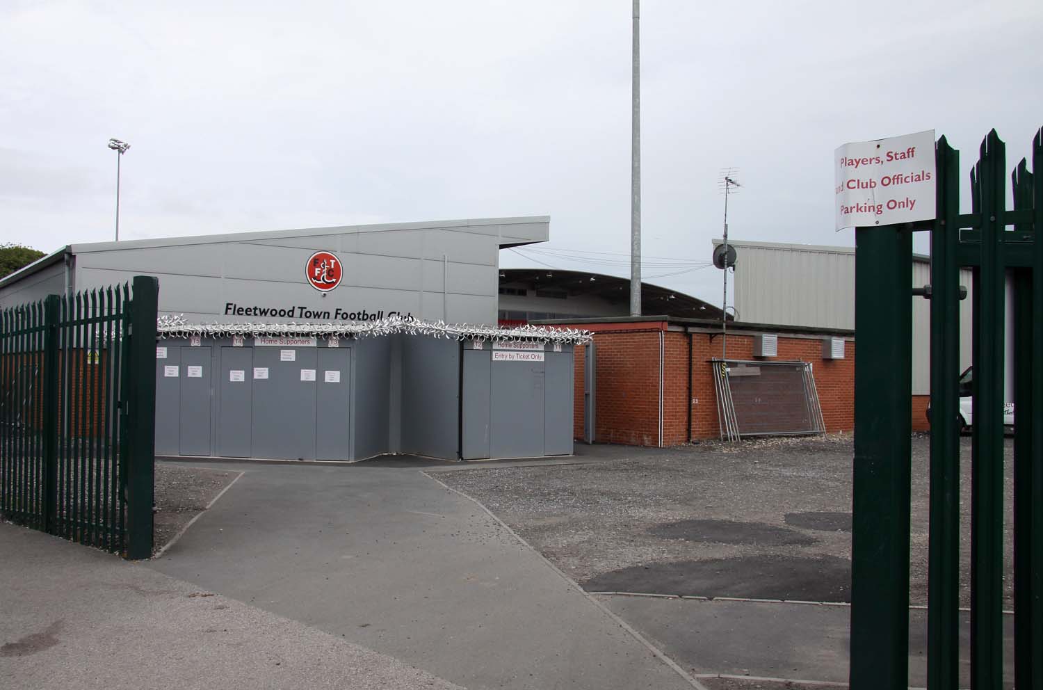 The home supporters' turnstiles at Highbury Stadium, home of Fleetwood Town, whose fans saw Fleetwood beat Arsenal on penalties