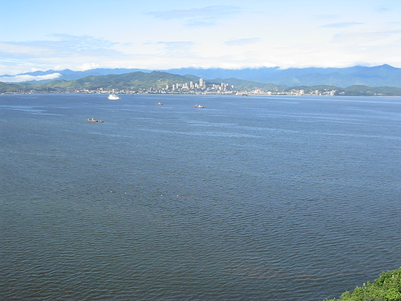 North Korea ballistic missiles — FILE photograph of Wonsan, North Korea's east-coast port city, seen across the bay near where the salvo was launched