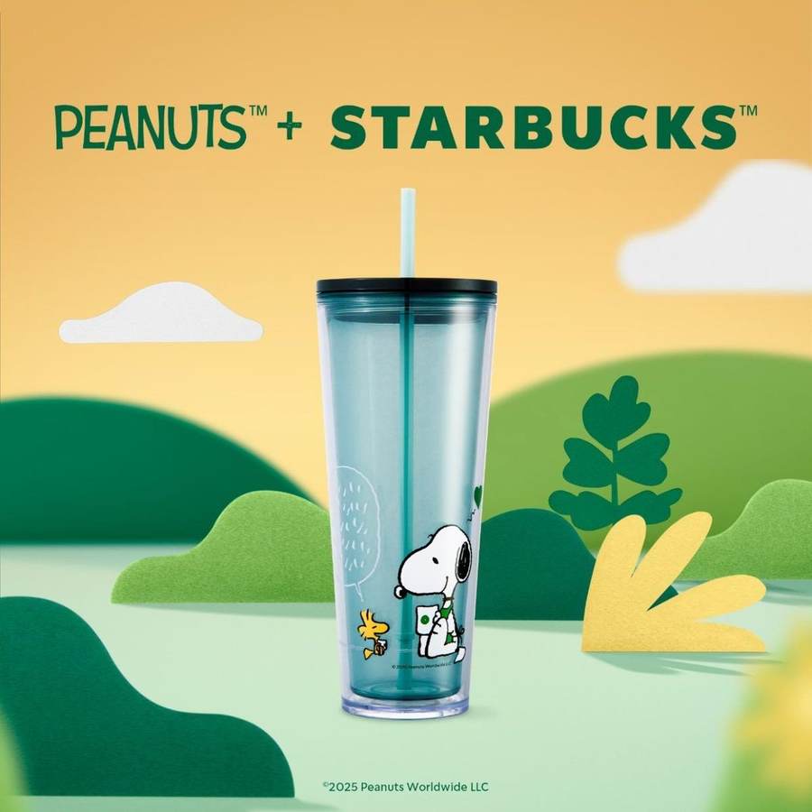 Snoopy-themed Starbucks drinkware from the brands' collaboration