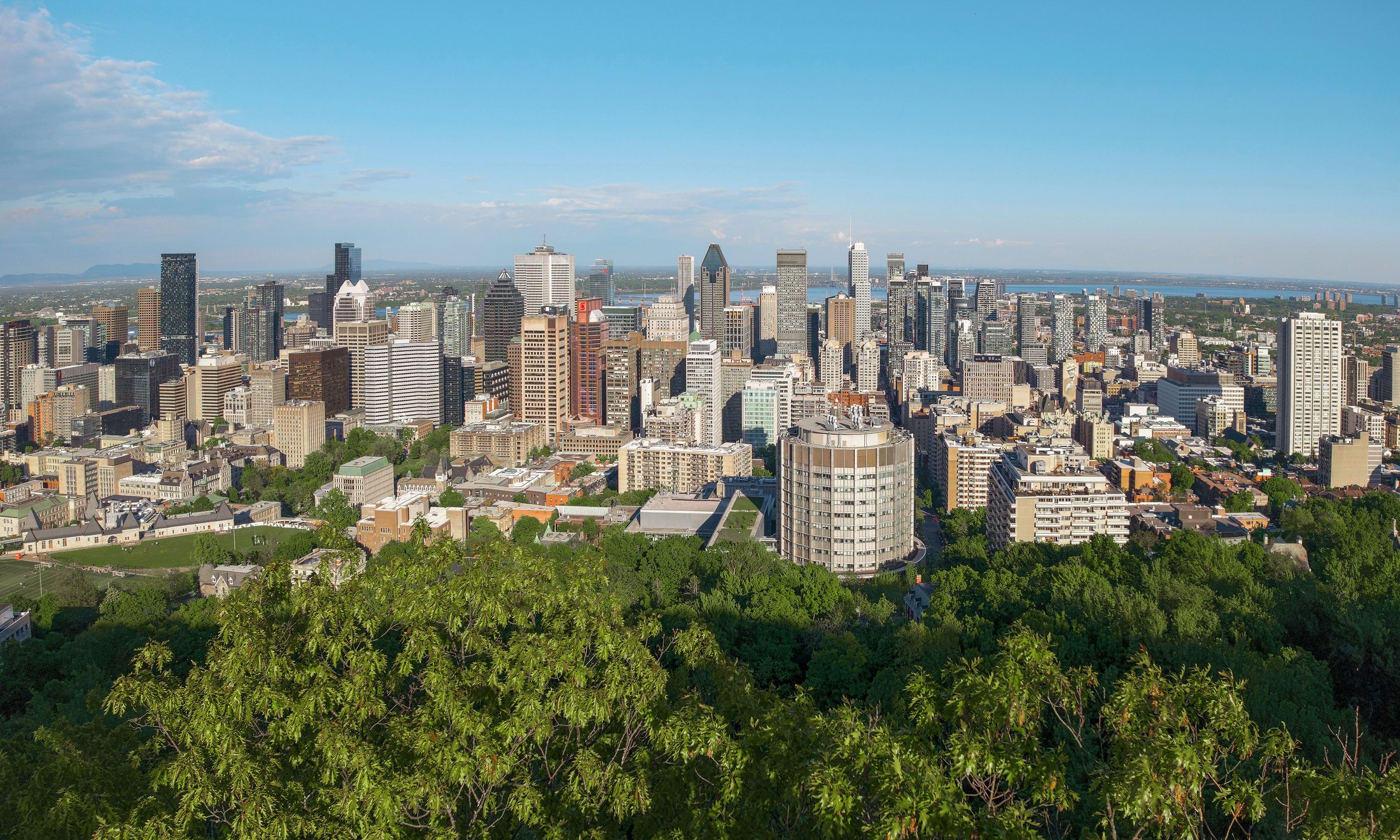 Montreal skyline in Quebec as voters weigh Trump tariffs, the economy and independence in 2026