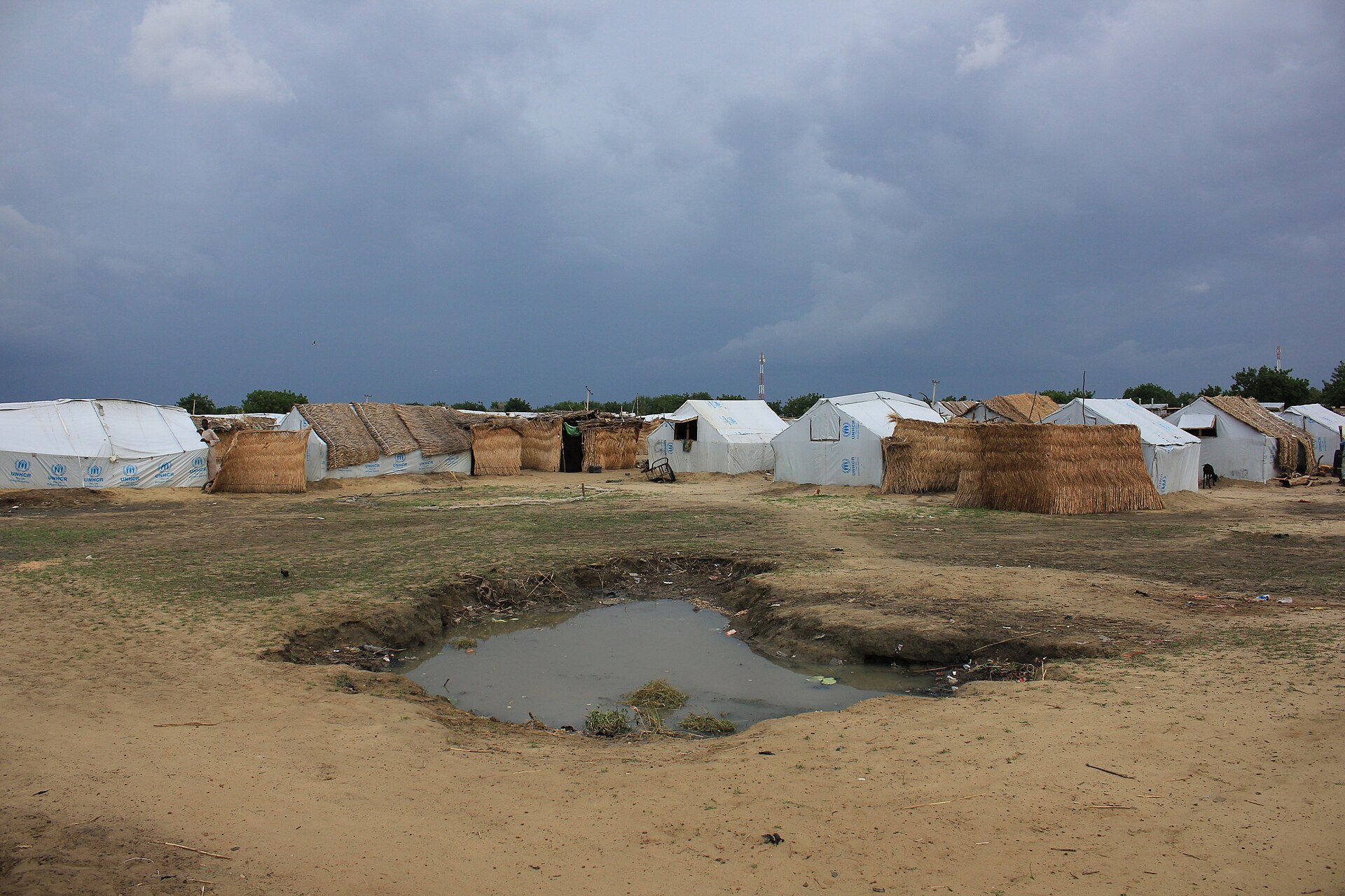 Living quarters at an internally displaced persons camp in Maiduguri, north-eastern Nigeria, where families who fled village attacks shelter
