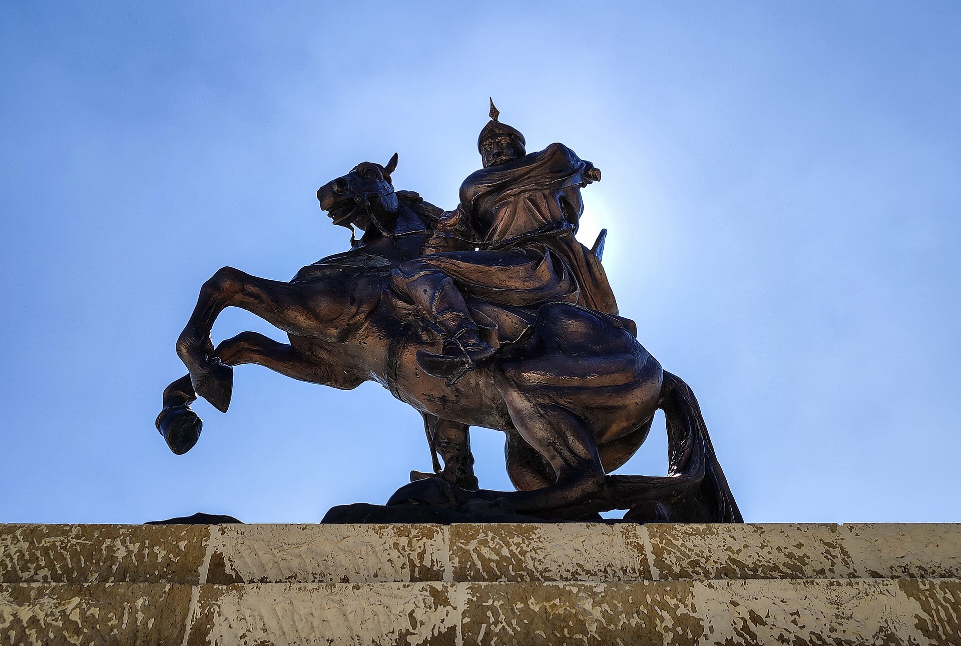 The equestrian statue of Saladin in Al-Karak, Jordan, the governorate capital near Hamoud, where gunmen attacked mourners at a Greek Orthodox church funeral