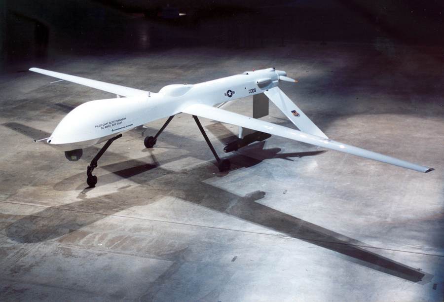 U.S. Air Force MQ-1 Predator drone in flight — file photo illustrating long-range drone warfare