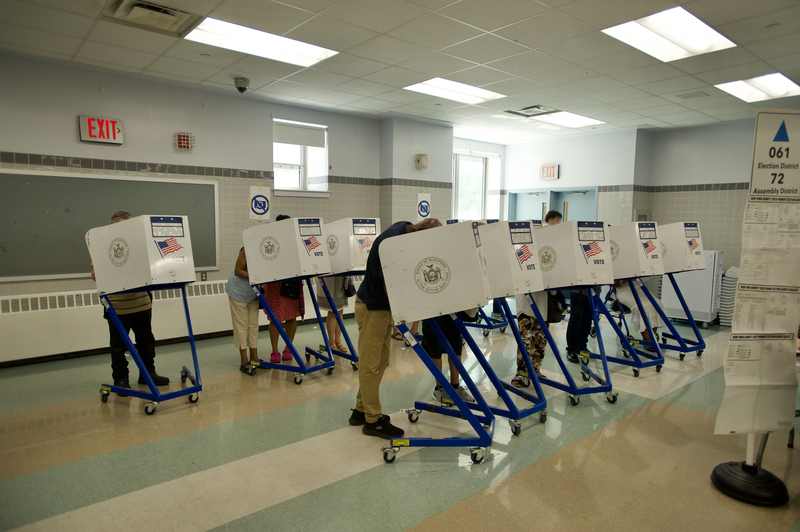 Voters casting ballots in the 2025 New York primary as Harris voters report far higher midterm enthusiasm than Trump voters