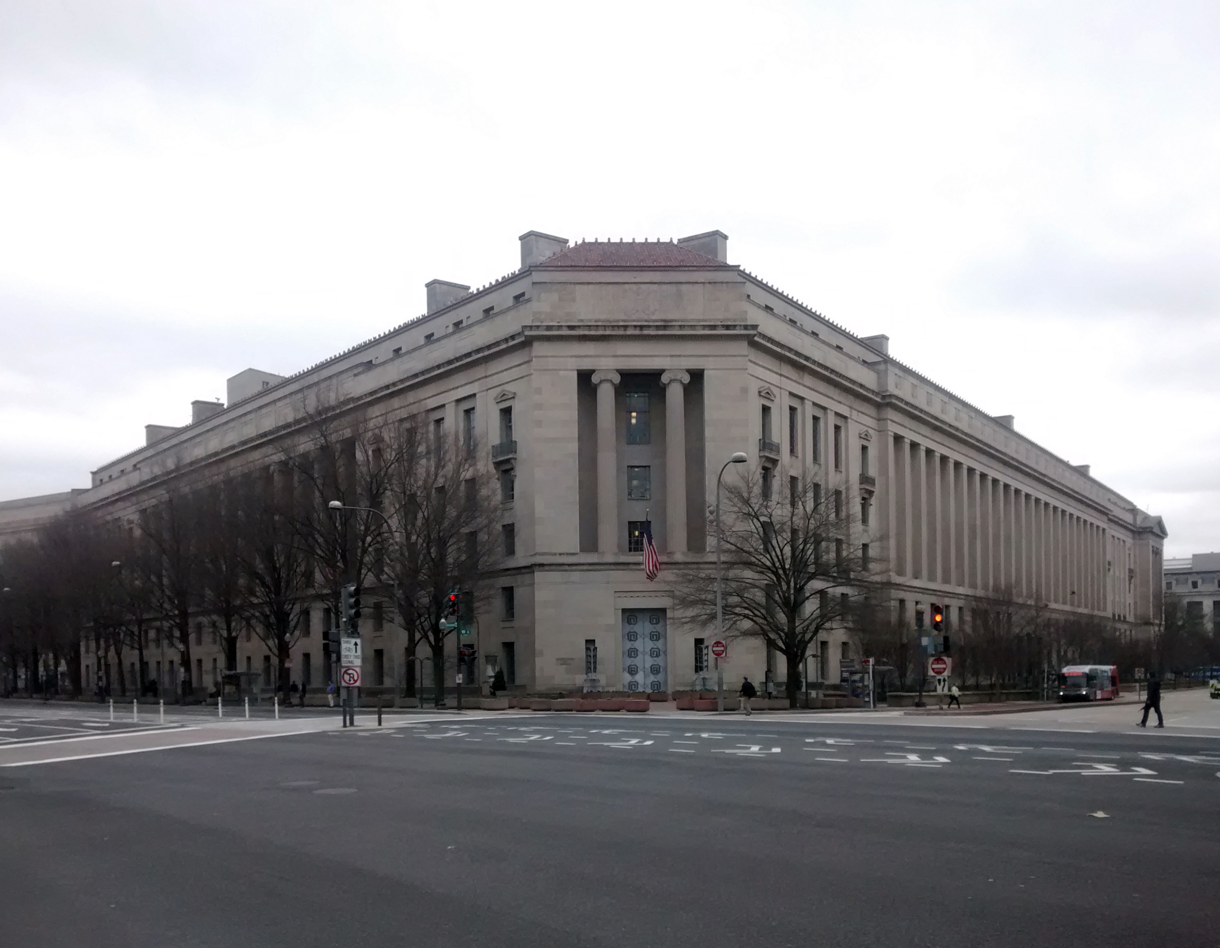 The Robert F. Kennedy Department of Justice Building in Washington DC, headquarters of the DOJ election monitor program