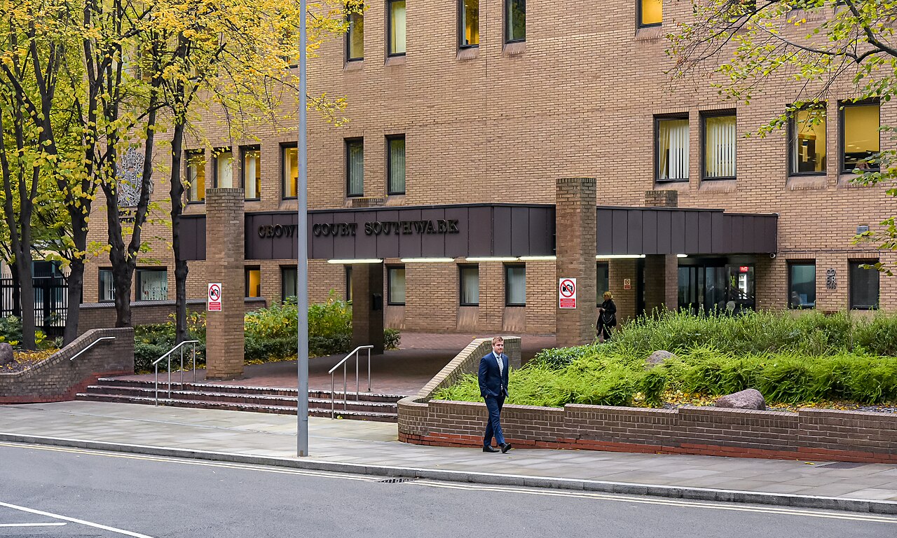 The entrance of Southwark Crown Court in London, where Mahrah Al Nahyan was sentenced for child neglect